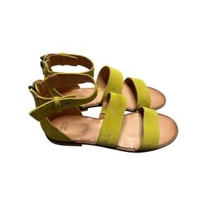 Frye and Co. Lena Ankle Strap Suede Sandals Women’s 8.5M Yellow Lime Green